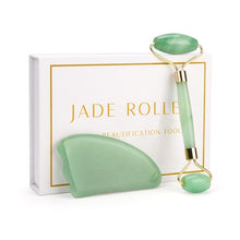 Load image into Gallery viewer, Rose Quartz Roller Slimming Face Massager Lifting Tool Natural Jade Facial Massage Roller Stone Skin Massage Beauty Care Set Box
